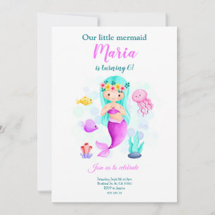 Convite de Aniversário para a Menina do Oceano Ser