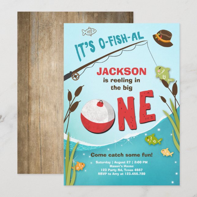 Convite de Aniversário para a Pesca de o-fish-al (Frente/Verso)