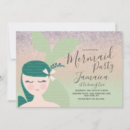Convite de Aniversário para a Sereia bonito Faux G