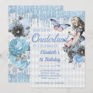 Convite de Aniversário para Alice no Gelo Azul Mag