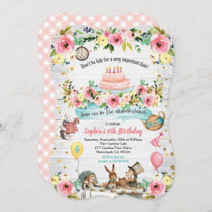 Convite de aniversário para Alice no País das Mara