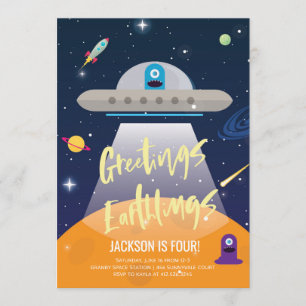 Convite de Aniversário para Alienígena Espacial Ex