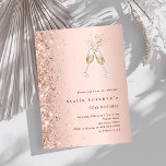 convite de aniversário para animações cor-de-rosa<br><div class="desc">Para uma elegante festa de aniversário 50th (ou qualquer idade). Um fundo rosa dourado. Decorado com confete e um par de flautas. Personalize e adicione um nome e detalhes da parte. 1 folha = 1 convite impresso de borda a borda.</div>