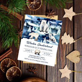 Convite de aniversário para animais árcticos da 1ª