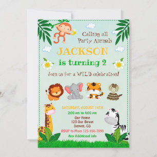 Convite de aniversário para animais da festa