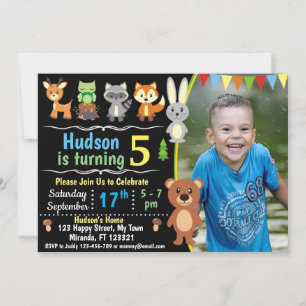 convite de aniversário para animais da floresta