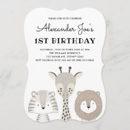 Convite de Aniversário para Animais da Selva Minim