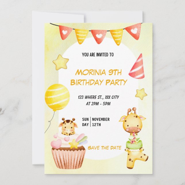Convite de Aniversário para Animais de Campanha Am (Frente)