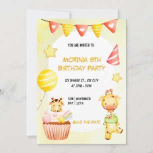 Convite de Aniversário para Animais de Campanha Am