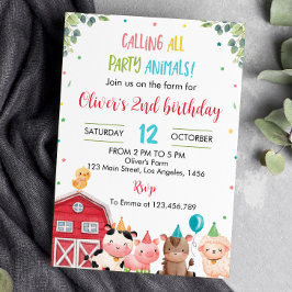 Convite de Aniversário para Animais de Criação Cuj