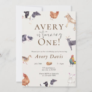 Convite de Aniversário para Animais de Exploração