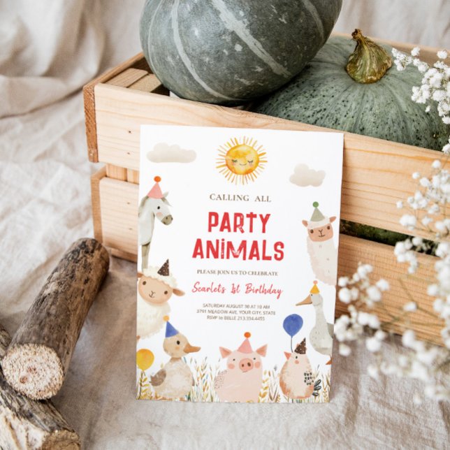 Convite de Aniversário para Animais de Exploração (Criador carregado)
