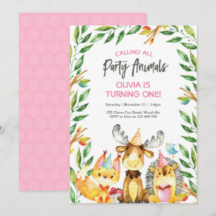 Convite de aniversário para animais de festa bonit