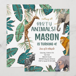 Convite De Aniversário Para Animais De Safari Trop