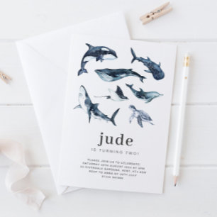 Convite de Aniversário para Animais do Oceano