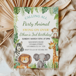Convite de Aniversário para Animais do Partido Saf