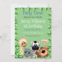 Convite de Aniversário para Animais do Zoo de Folh