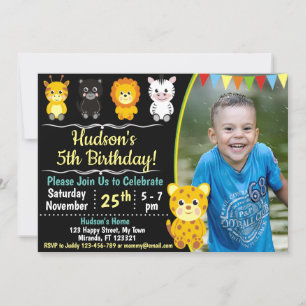 Convite de aniversário para animais Safari