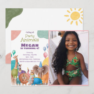 Convite De Aniversário Para Animais Safari Com Fot
