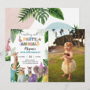 Convite De Aniversário Para Animais Safari Com Fot