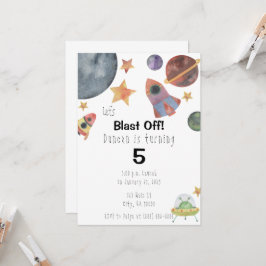 Convite de Aniversário para Aquarela de Espaço Ext