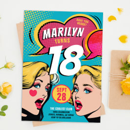 Convite De Aniversário Para Arte Pop Colorida lega
