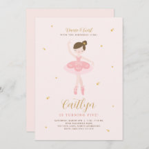 Convite de aniversário para Ballerina rosa e Doura