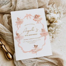 Convite de aniversário para Ballerinas Cute