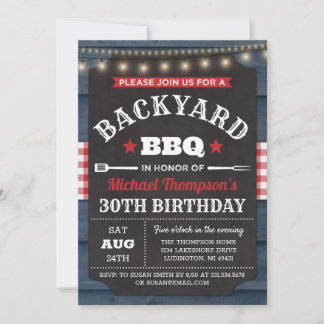 Convite de aniversário para Barbecue no quintal