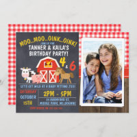 Convite de Aniversário para Barnyard Chalkboard
