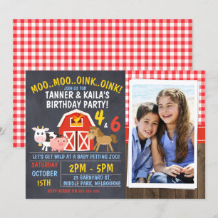 Convite de Aniversário para Barnyard Chalkboard