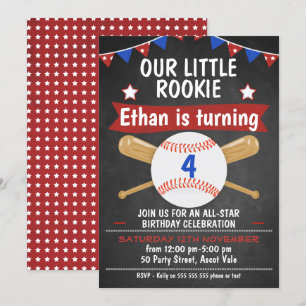 Convite de Aniversário para Baseball em Chalkboard