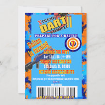 Convite de aniversário para batalha de dardos Prep