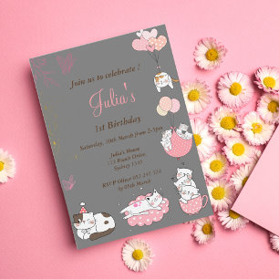 Convite de aniversário para bebê gatinho