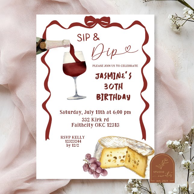 Convite de Aniversário para Beber e Saborear Vinho (Criador carregado)