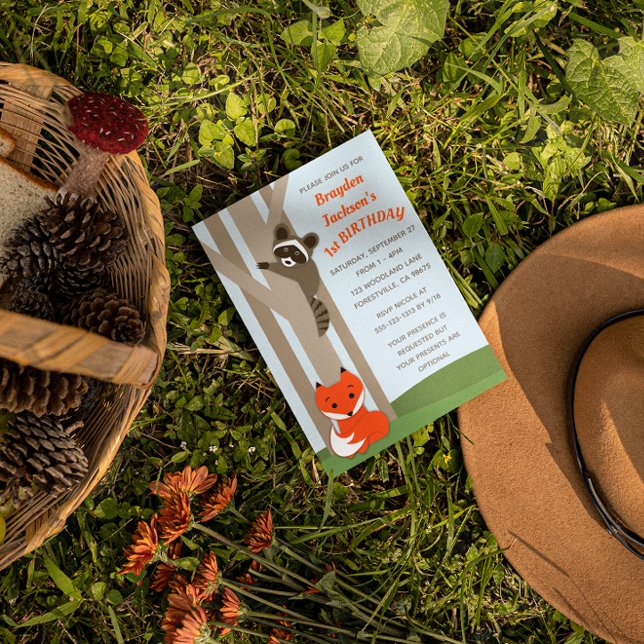 Convite de Aniversário para Bebês de Woodland (Criador carregado)