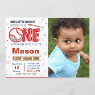Convite de aniversário para beisebol com foto