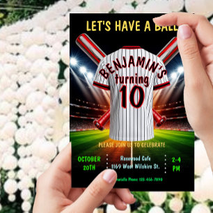 Convite de aniversário para beisebol ou Softball