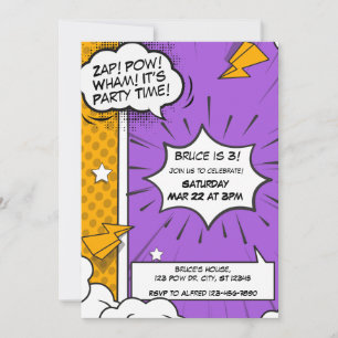 Convite de Aniversário para Bicicletas Roxas e Lar