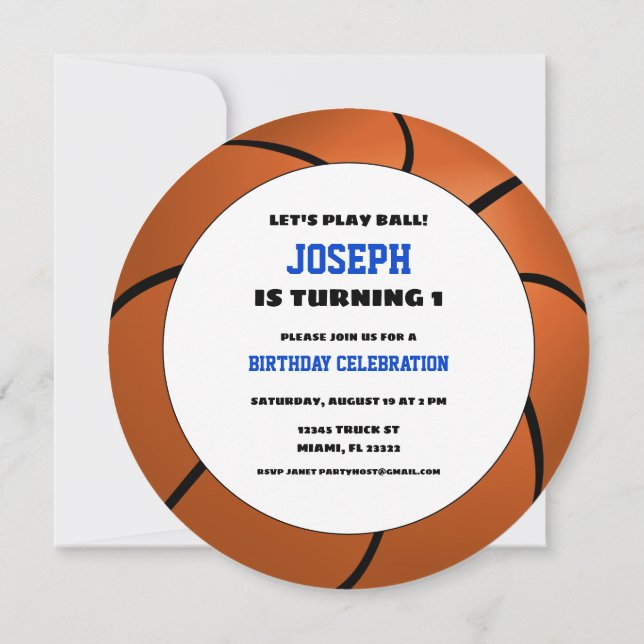 Convite de Aniversário para Bola de Basquete (Verso)
