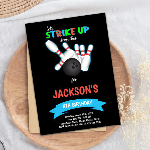 Convite de Aniversário para Bola de boliche Negra