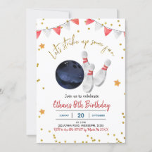 Convite de aniversário para Boliches