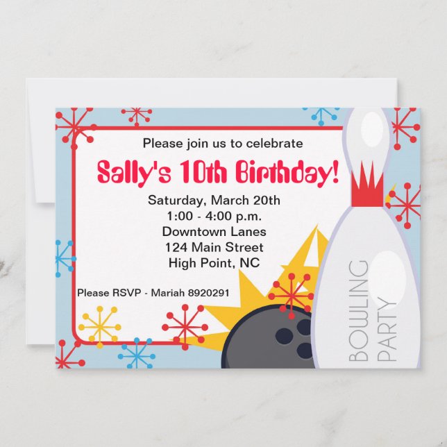 Convite de aniversário para boliches (Frente)