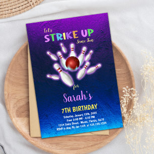 Convite de Aniversário para Boliches Roxas