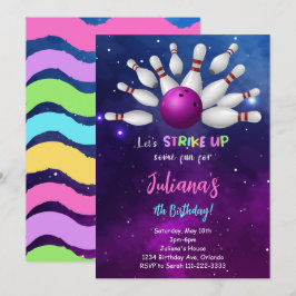 Convite de Aniversário para Boliches Roxas