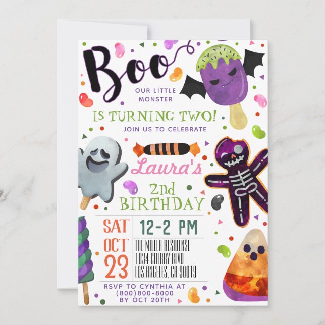 Convite de aniversário para Boo Halloween (Frente)