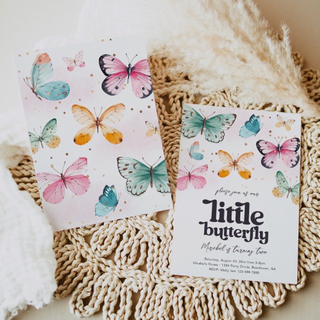 Convite de Aniversário para Borboleta de Aquarela (Criador carregado)