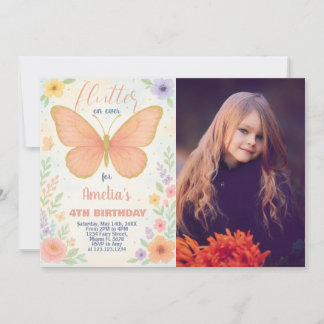 Convite de Aniversário para Borboleta Glitter Edit
