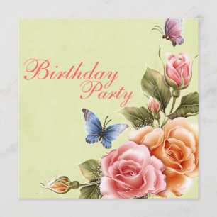 Convite de Aniversário para Borboletas e Rosas El