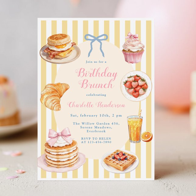 Convite de Aniversário para Brunch Coquette (Criador carregado)